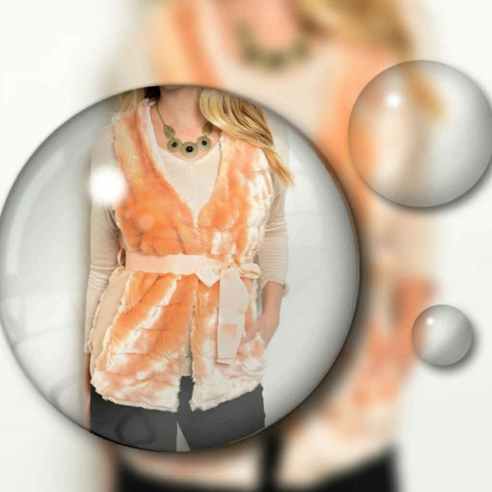 Peach fur vest
